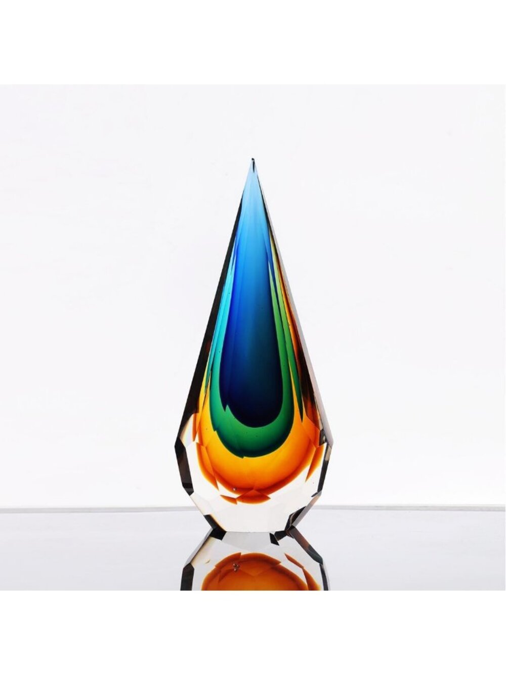 Handmade Murano Glass Art Sculpture - Unique Hand-Cut Cube Paperweight Decor